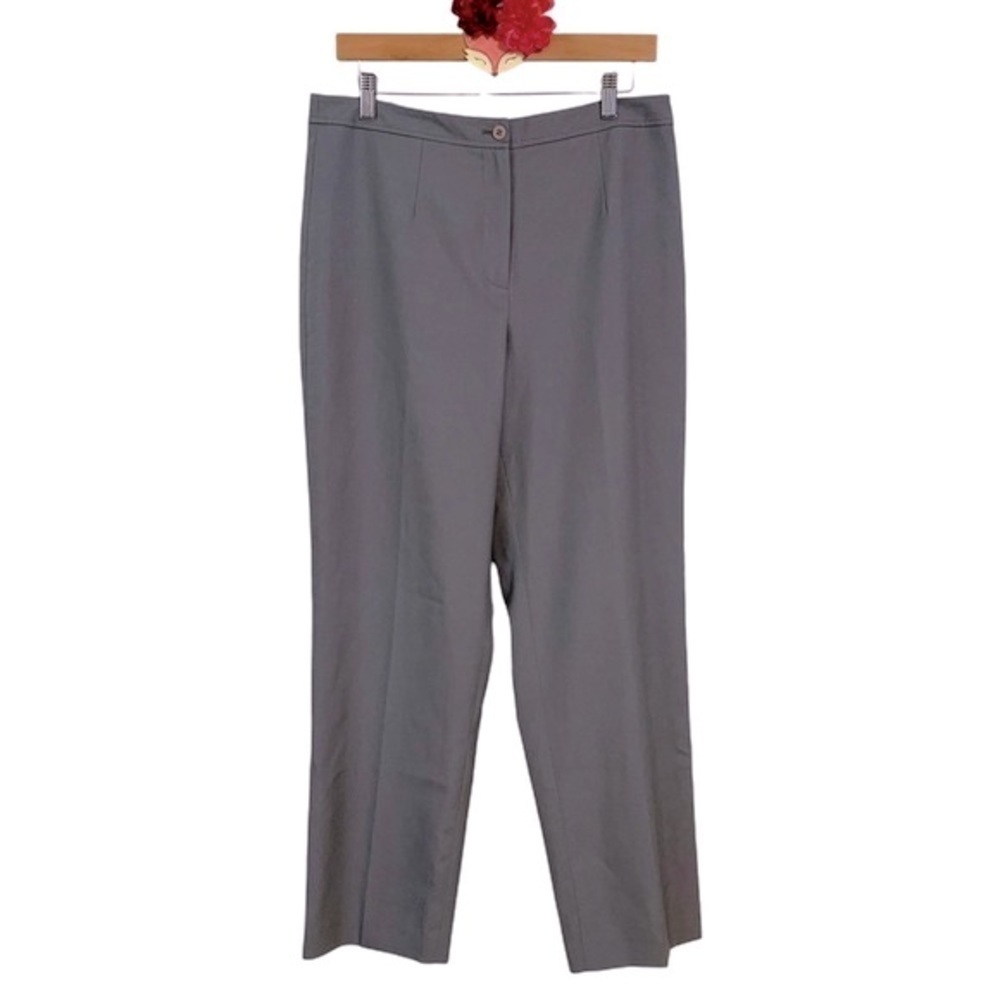 Talbots dress pants gray wool silk blend straight leg flat front size 10
